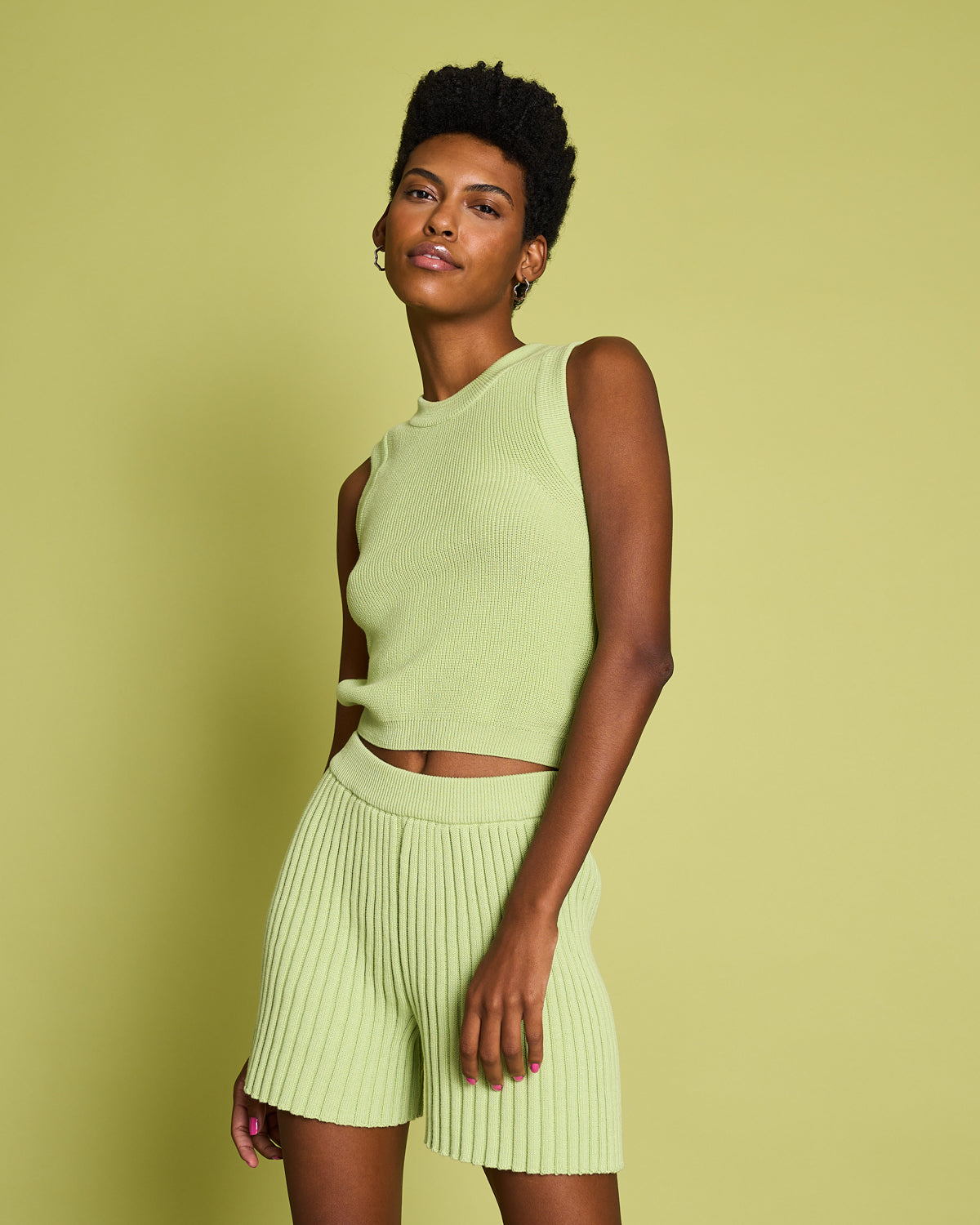 Yellow knit shorts hotsell