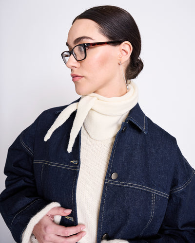 MINI WOOL SCARF AMBAR WHITE GOTS