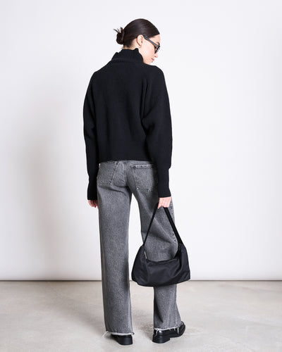 HIGH-NECK JUMPER WOOLY OLA BLACK GOTS