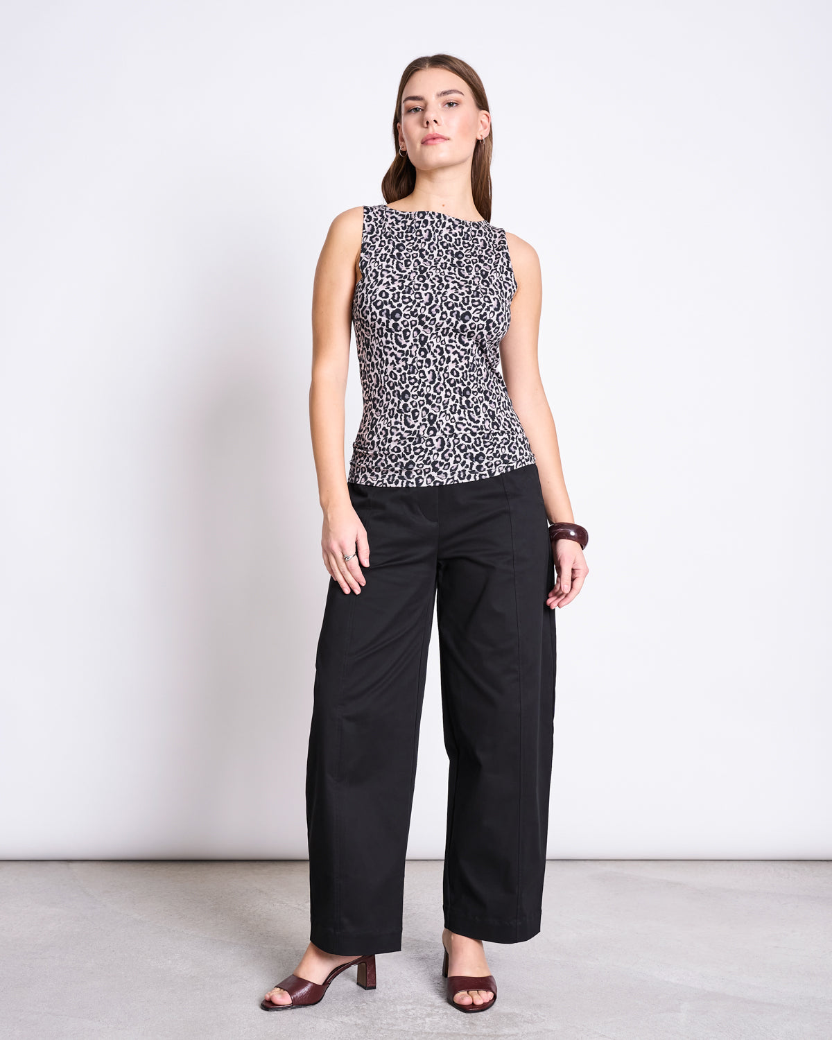 BOAT NECK TOP FELIS LEO PRINT GOTS