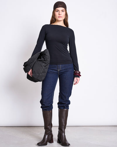 BOAT NECK LONGSLEEVE JURI BLACK GOTS
