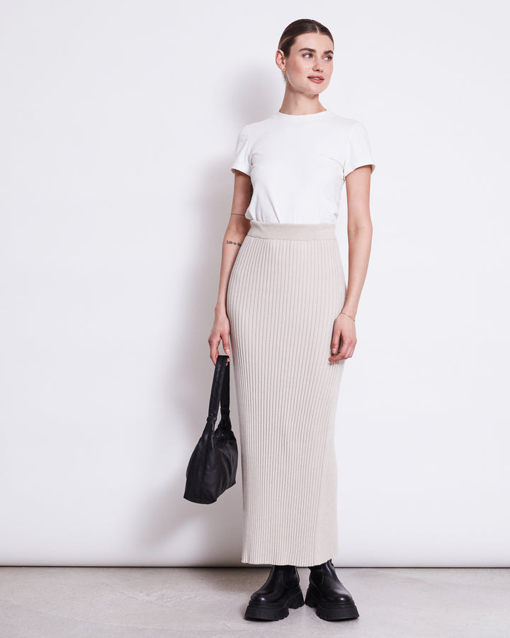 MIDI KNIT SKIRT EBBA IVORY GOTS – JAN 'N JUNE