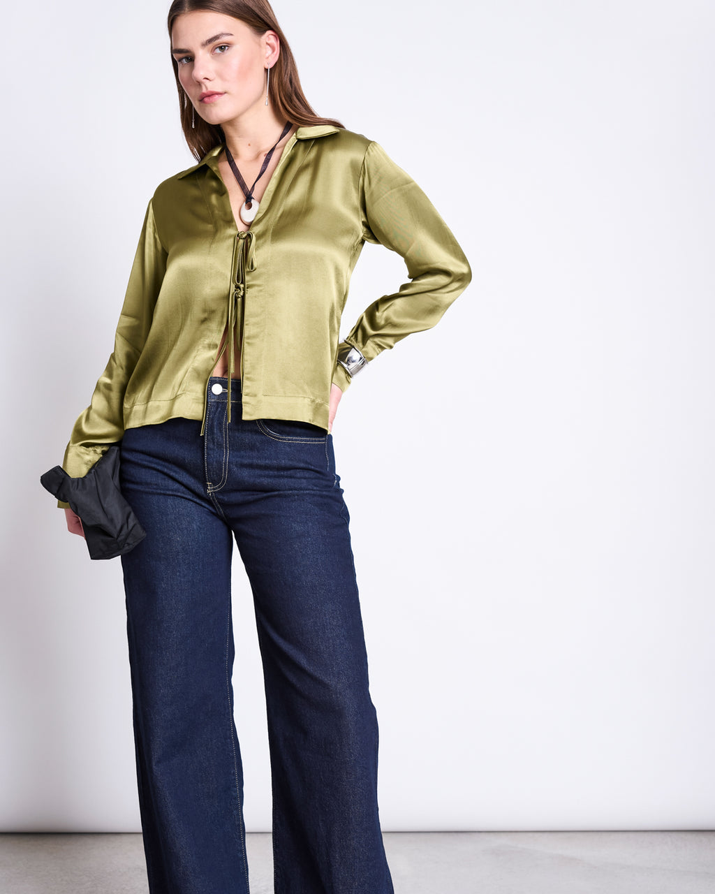 TIE BLOUSE KALUZ WOODY OLIVE