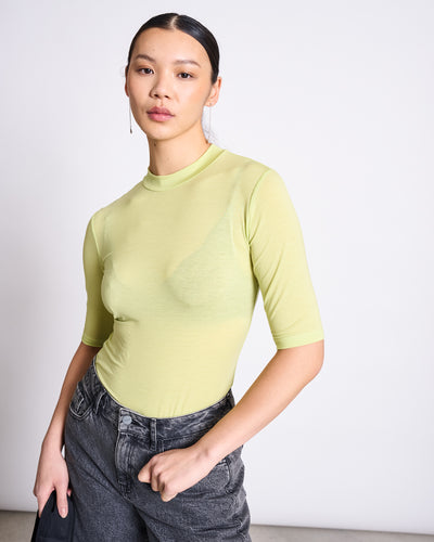 TENCEL™ LYOCELL HIGH-NECK T-SHIRT TARMA GRANNY SMITH