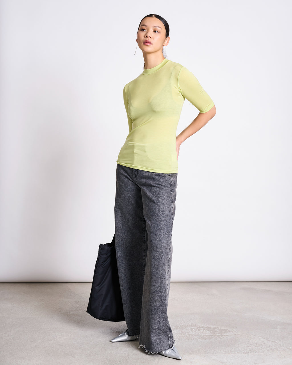 TENCEL™ LYOCELL HIGH-NECK T-SHIRT TARMA GRANNY SMITH