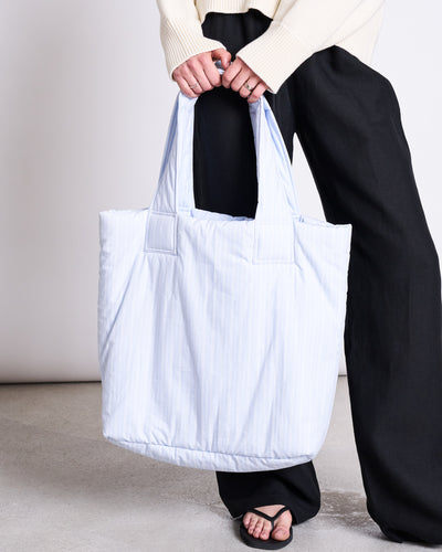PADDED SHOPPER SMOL BLUE WHITE STRIPED