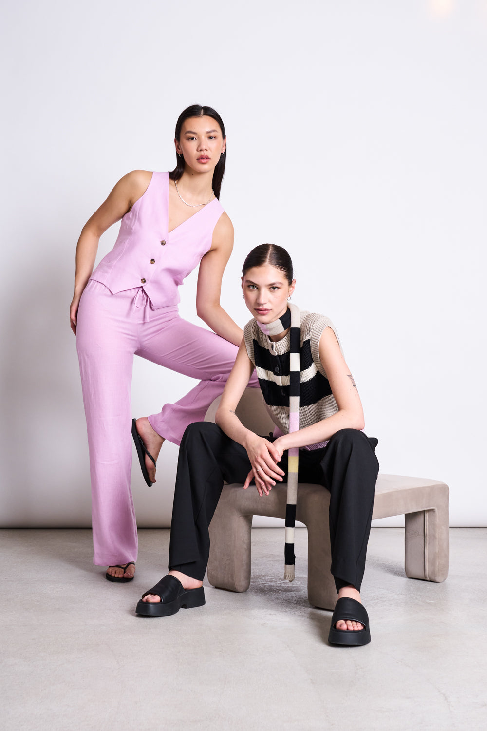 LINEN VEST HVIDE LIGHT ORCHID – JAN 'N JUNE