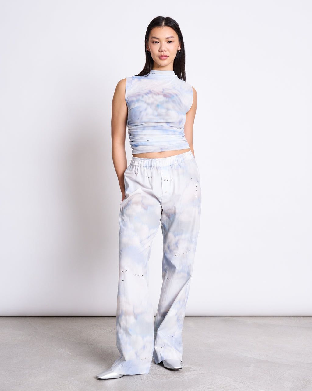 RUFFLE TOP LAGUNA CLOUD PRINT Tops jan-n-june 2