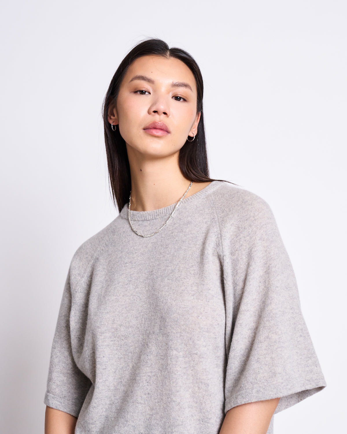 REC. WOOL KNIT T-SHIRT FRYD LIGHT GREY