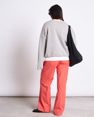 COTTON PANTS SOBY CHERRY RED WHITE STRIPED GOTS