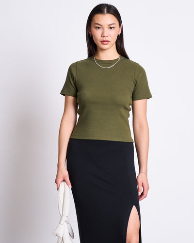 RIB T-SHIRT NILE DARK OLIVE GOTS