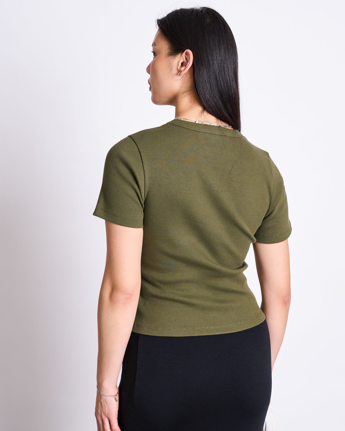 RIB T-SHIRT NILE DARK OLIVE GOTS