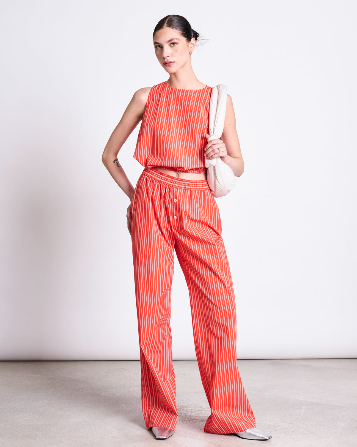 COTTON TOP AMALIEN CHERRY RED WHITE STRIPED GOTS Tops jan-n-june 2