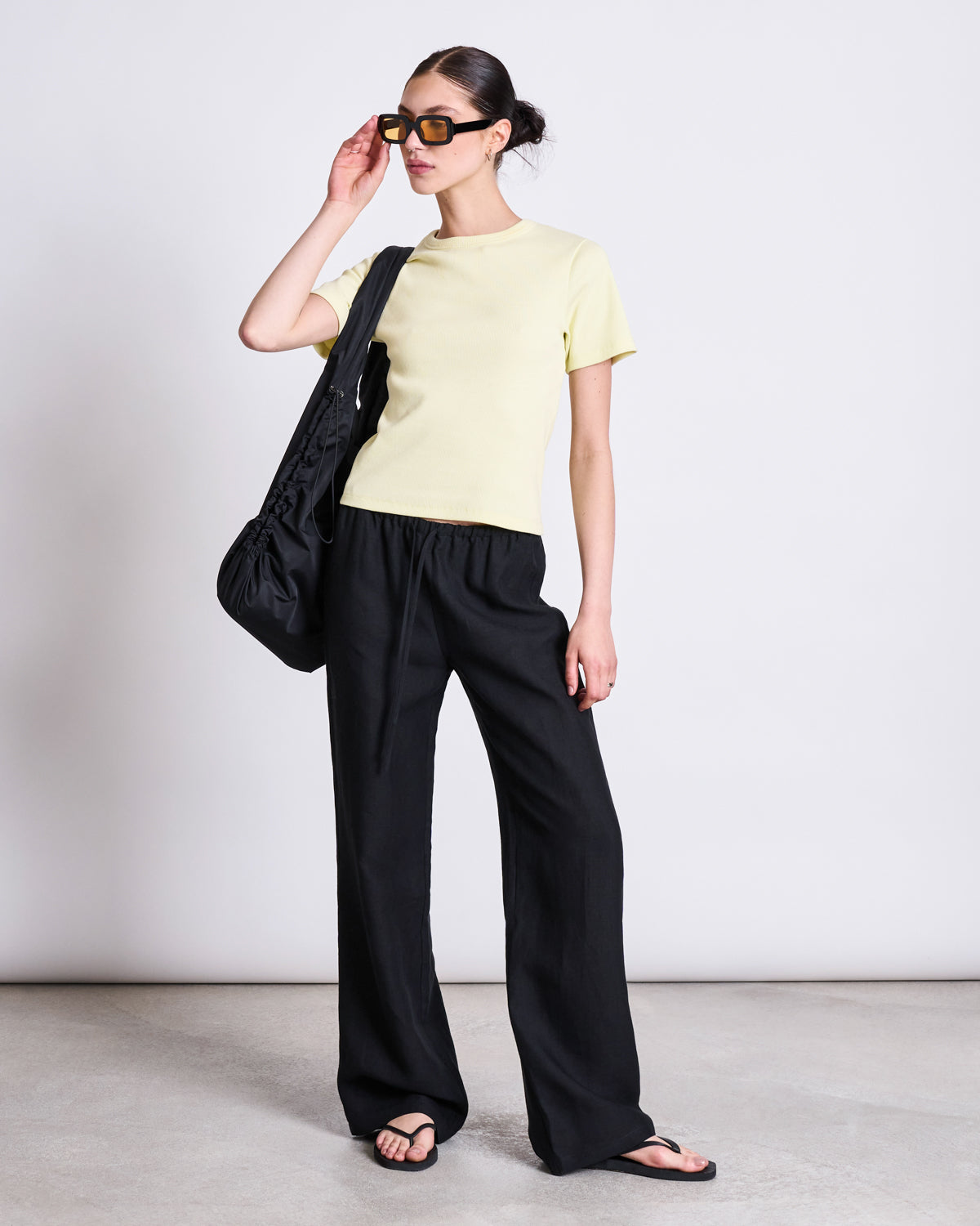 LINEN DRAWSTRING PANTS SJOV BLACK