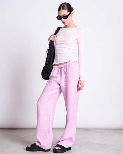 LINEN DRAWSTRING PANTS SJOV LIGHT ORCHID