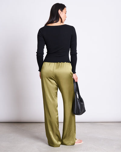 LOOSE SILKY PANTS FRIS WOODY OLIVE