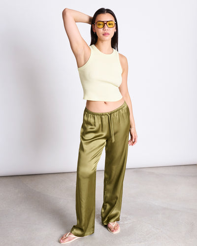 LOOSE SILKY PANTS FRIS WOODY OLIVE