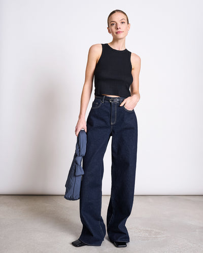 WIDE LEG LOWRISE JEANS TACNA DARK BLUE DENIM GOTS