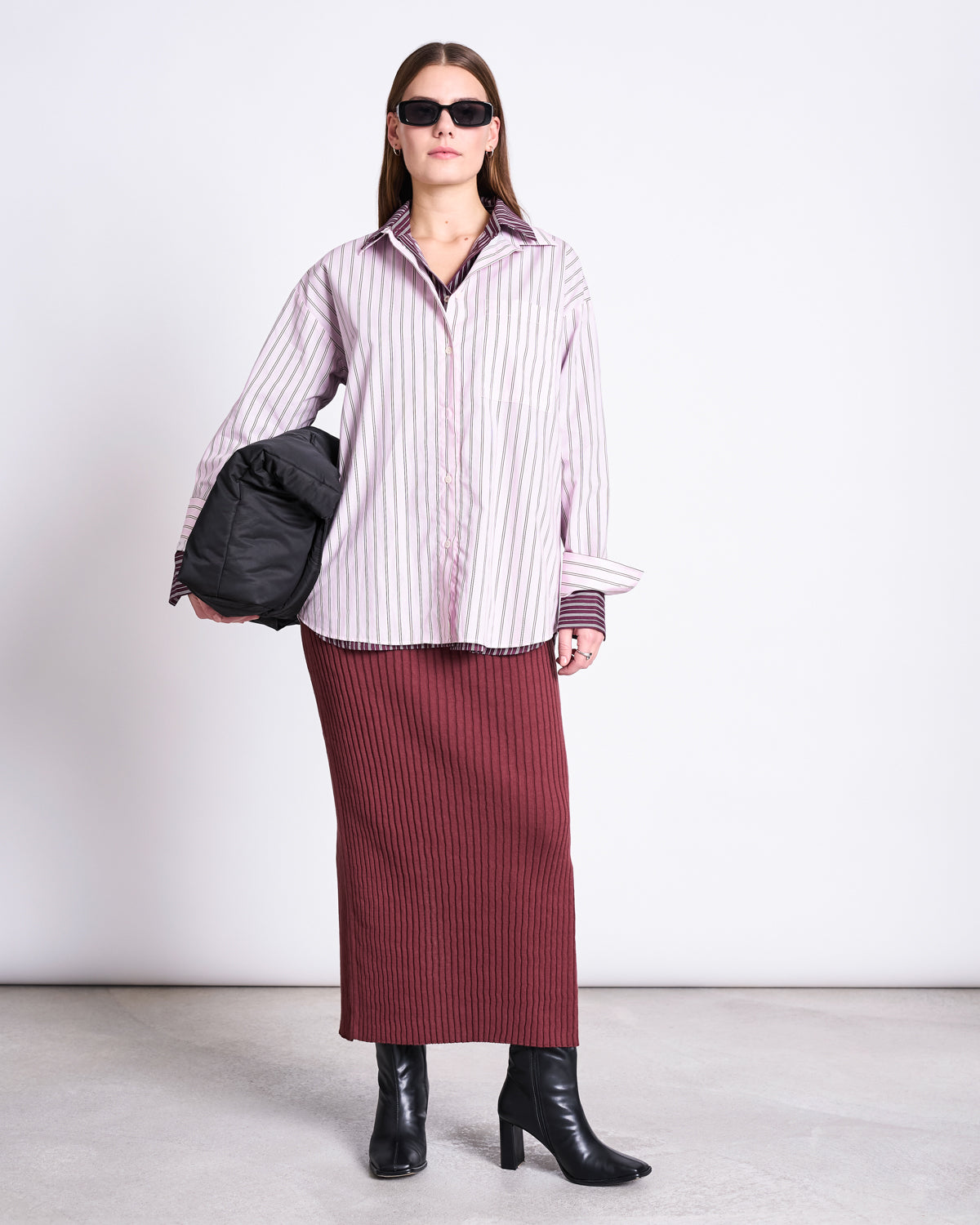 MIDI KNIT SKIRT EBBA INTENSE RUST GOTS