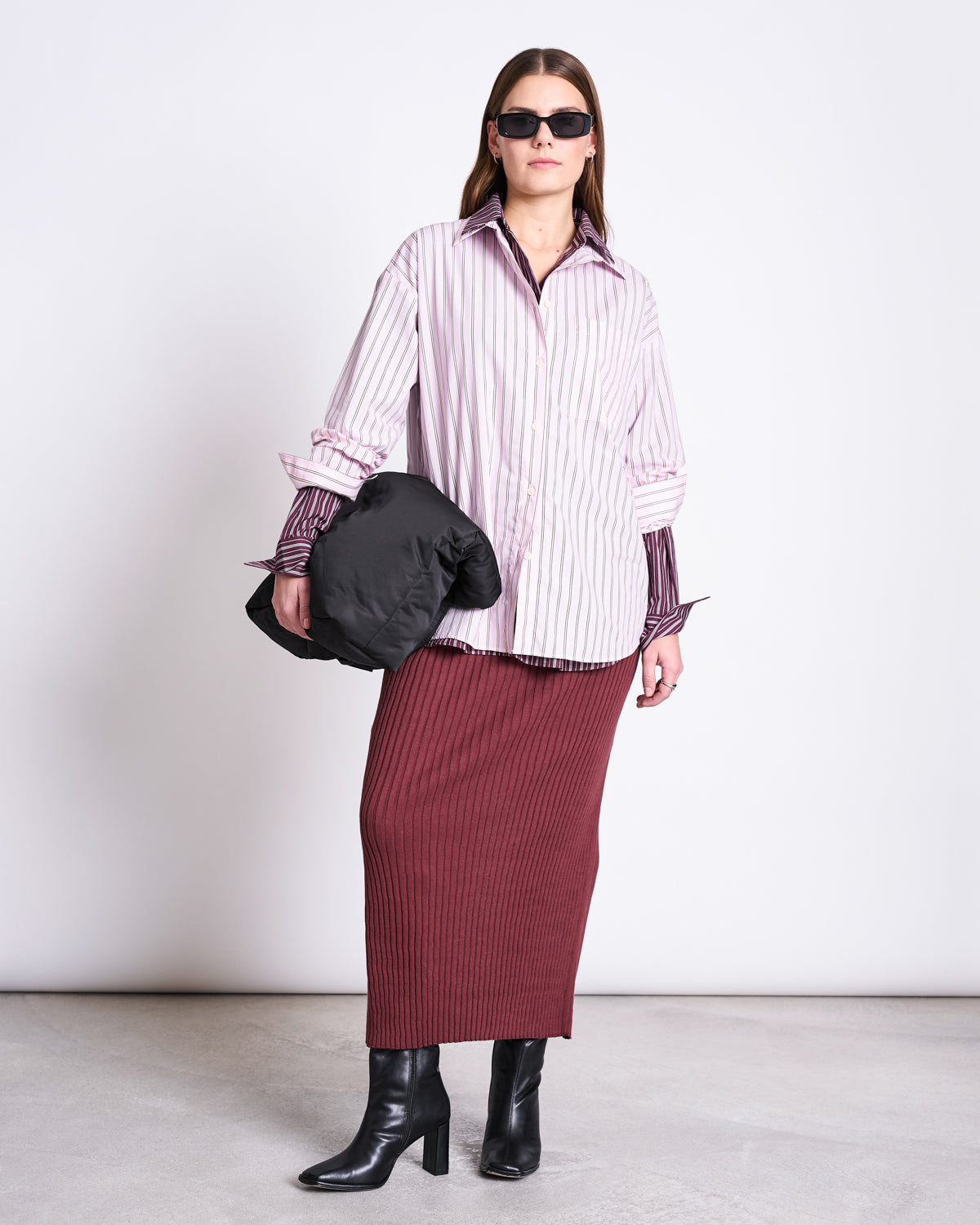 MIDI KNIT SKIRT EBBA INTENSE RUST GOTS