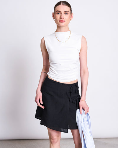 LINEN TIE SKIRT KYS BLACK