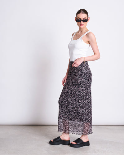 MESH MAXI SKIRT SMUK LEO PRINT