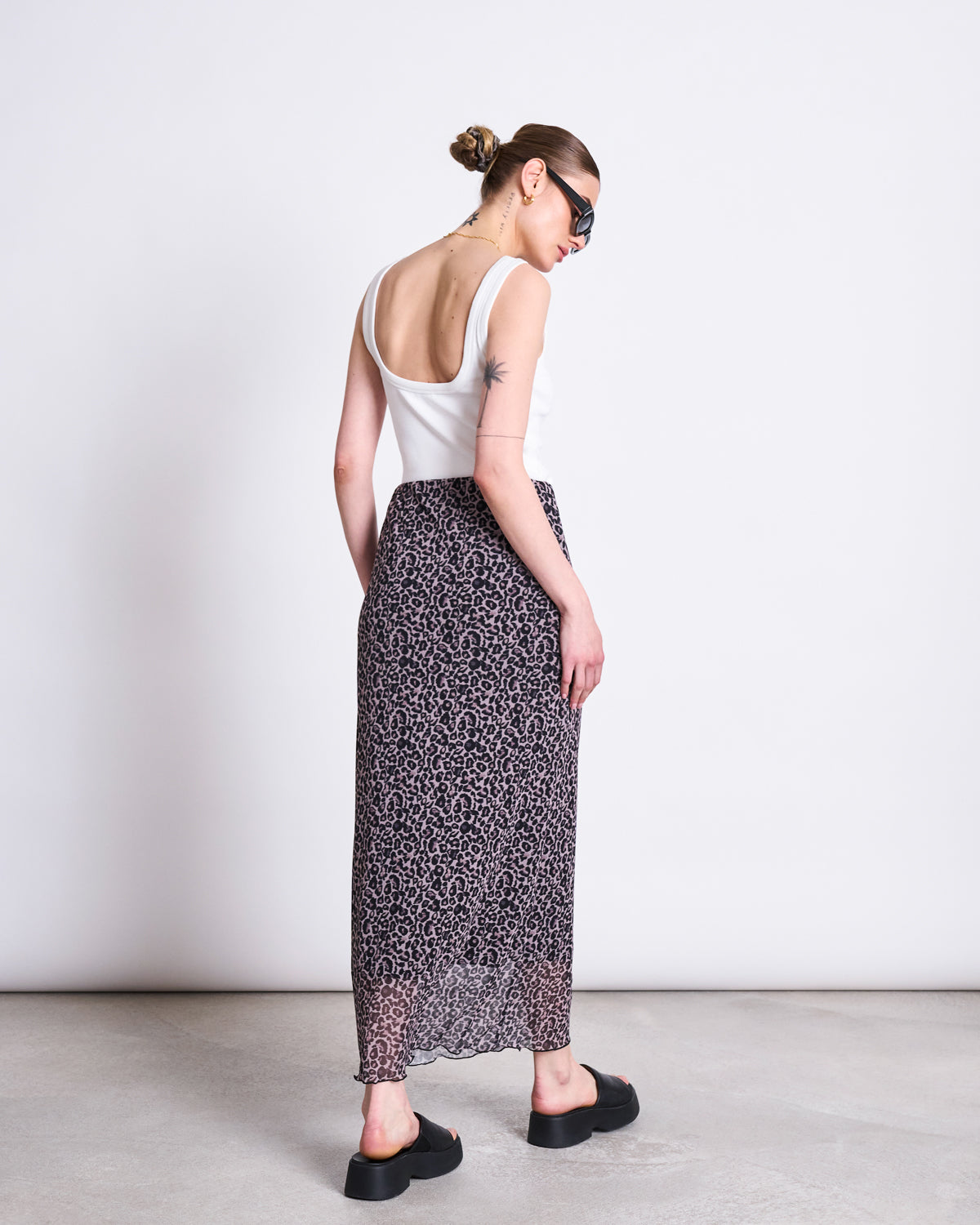 MESH MAXI SKIRT SMUK LEO PRINT