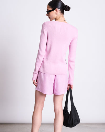 TIE CARDIGAN TANGY LIGHT ORCHID GOTS