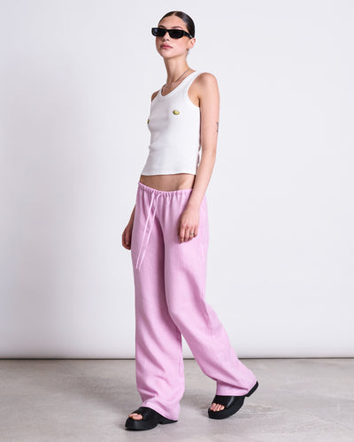 LINEN DRAWSTRING PANTS SJOV LIGHT ORCHID