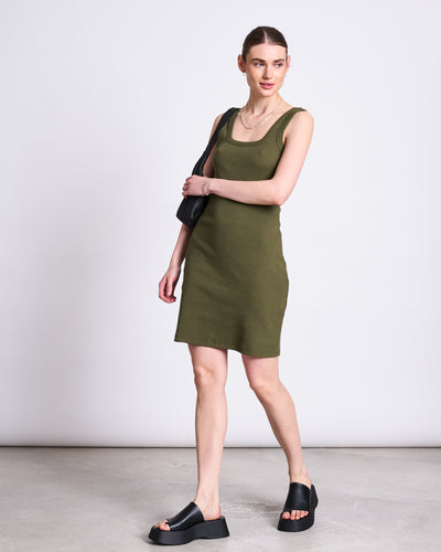 MINI DRESS TALMINE DARK OLIVE GOTS