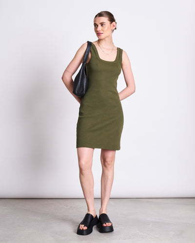 MINI DRESS TALMINE DARK OLIVE GOTS