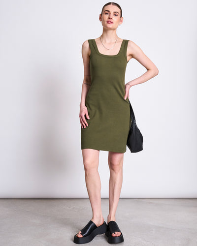 MINI DRESS TALMINE DARK OLIVE GOTS