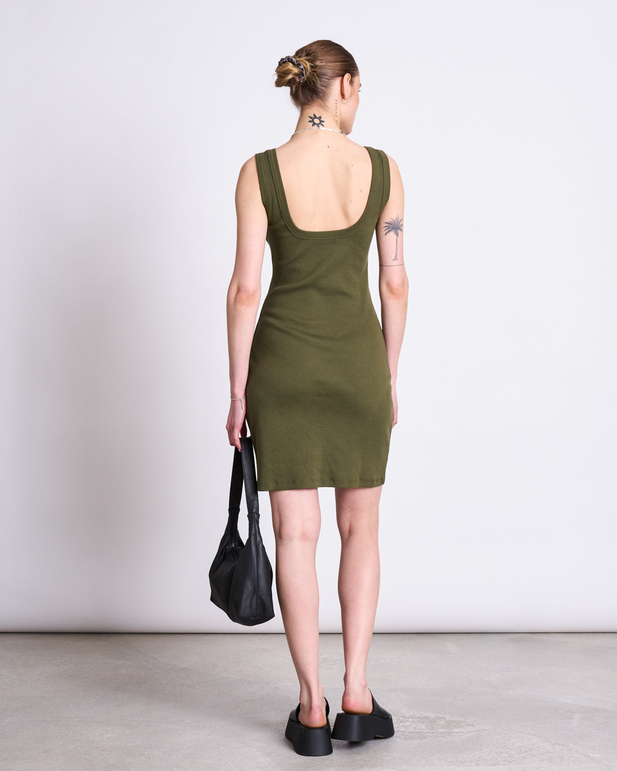 MINI DRESS TALMINE DARK OLIVE GOTS