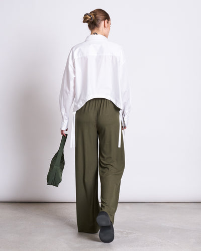 LYOCELL RIB PANTS SMILLA DARK OLIVE