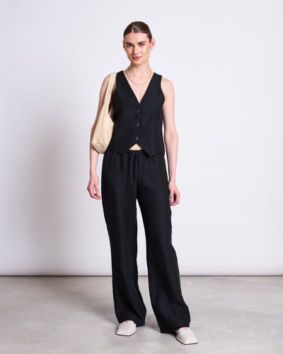 LINEN DRAWSTRING PANTS SJOV BLACK