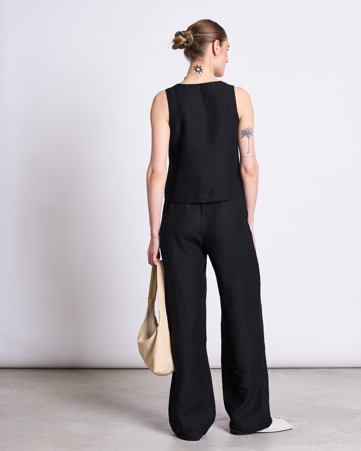 LINEN DRAWSTRING PANTS SJOV BLACK