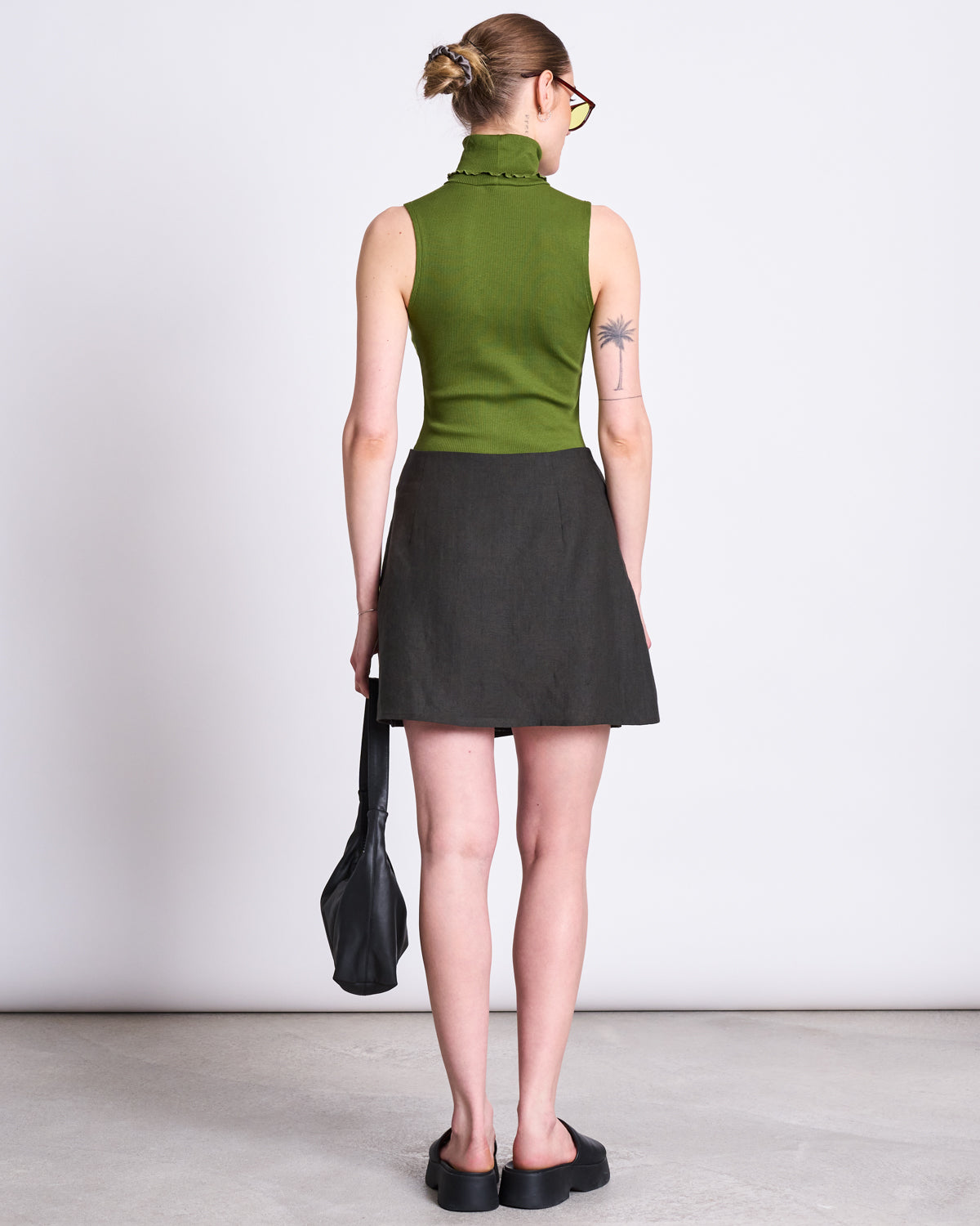 LINEN TIE SKIRT KYS DARK OLIVE