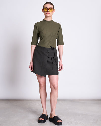 LYOCELL RIB T-SHIRT NINA DARK OLIVE