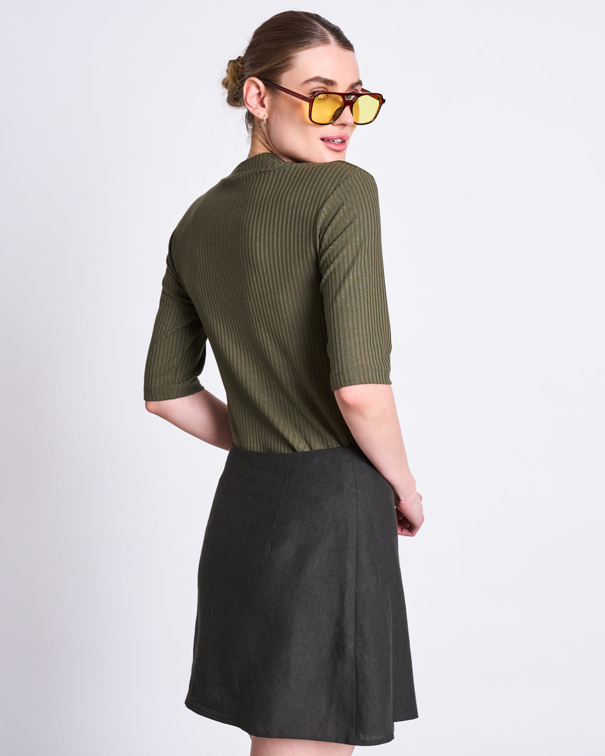 LYOCELL RIB T-SHIRT NINA DARK OLIVE