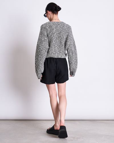 LINEN DRAWSTRING SHORTS MARUM BLACK