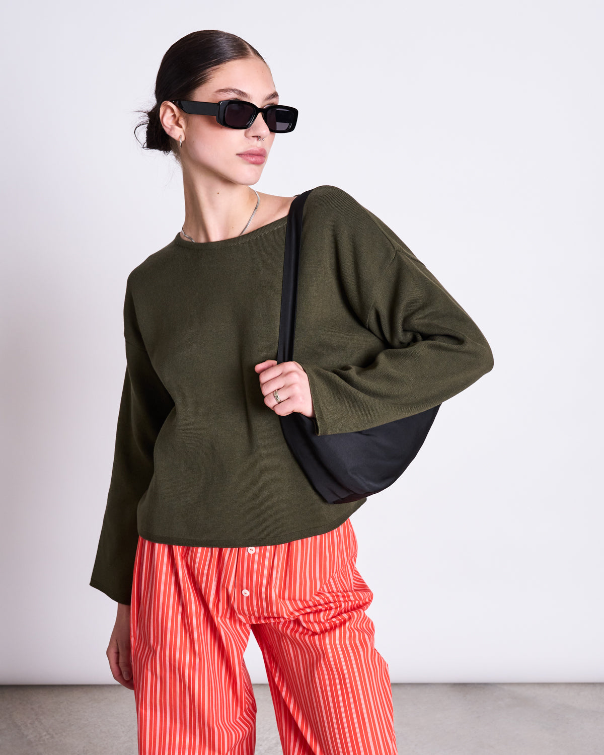 LIGHT KNIT JUMPER WILLIAMSBURG DARK OLIVE GOTS