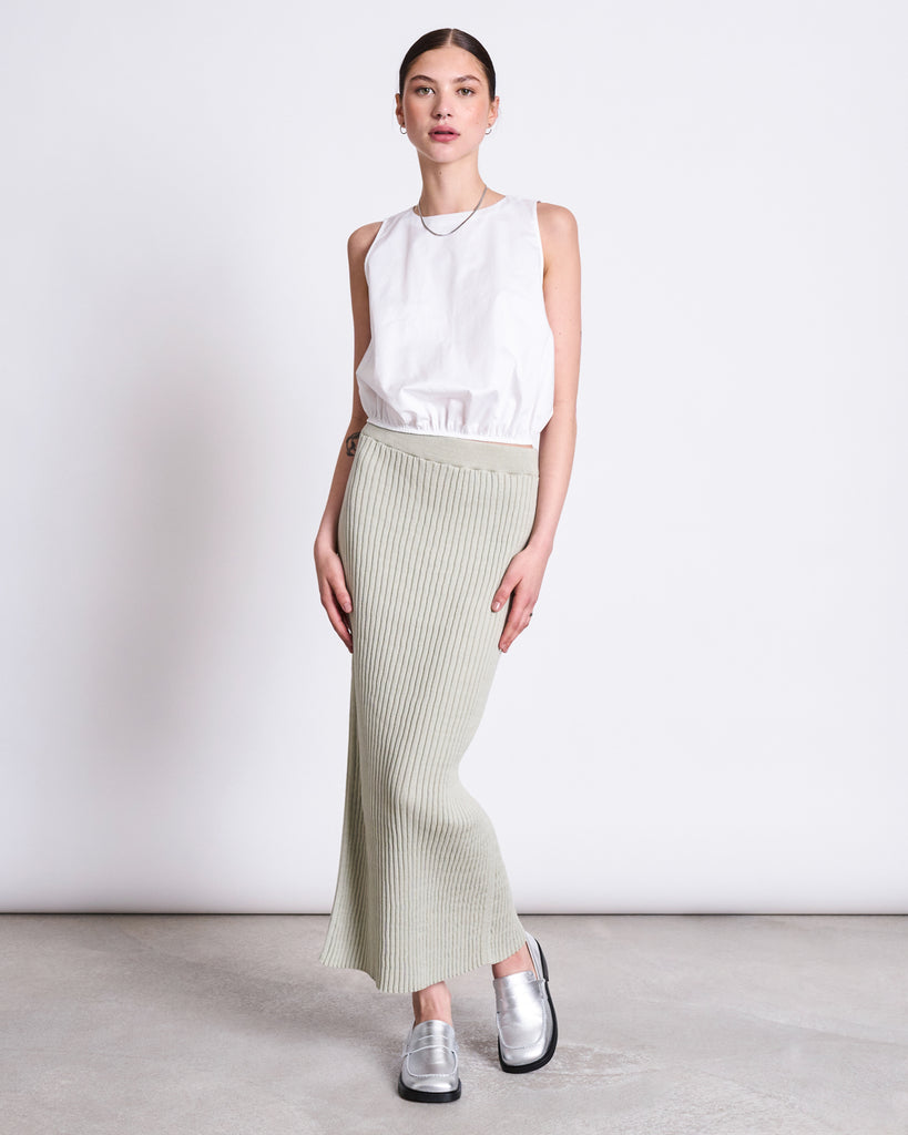 【NONCODE】Elda Button Knit Skirt Midi knit skirt - Light grey