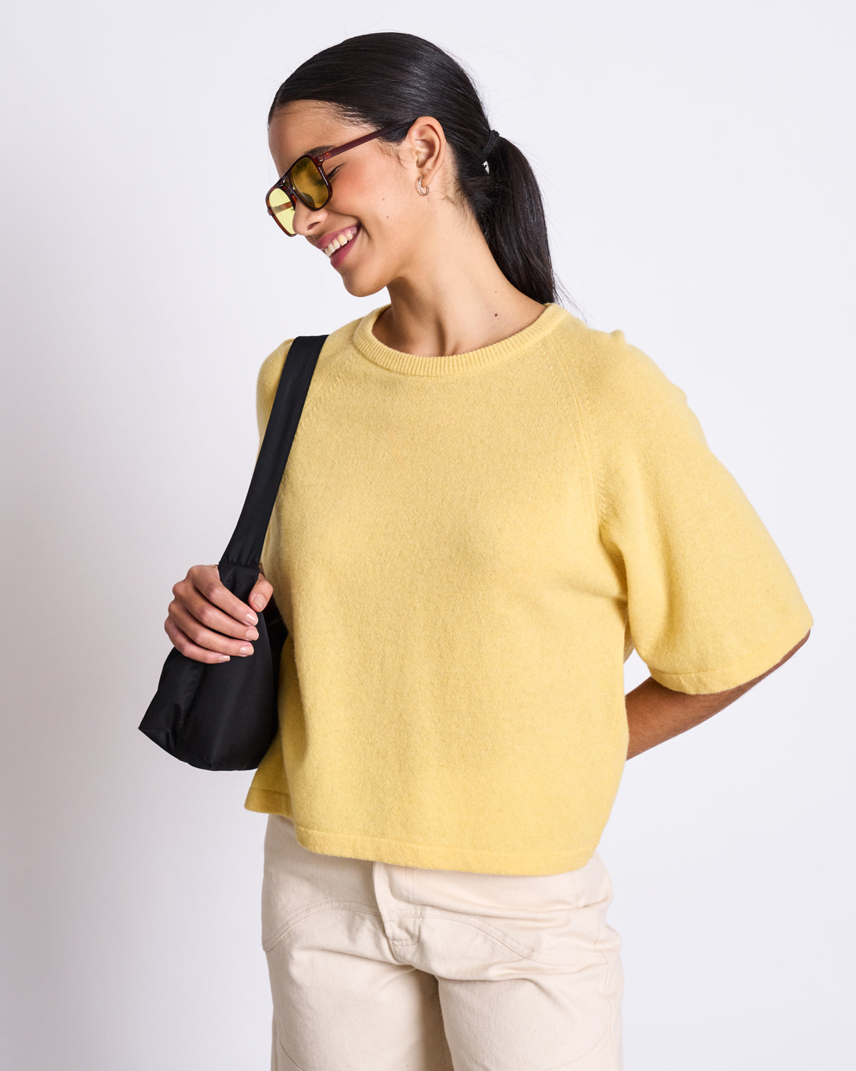 REC. WOOL KNIT T-SHIRT FRYD BUTTERCUP