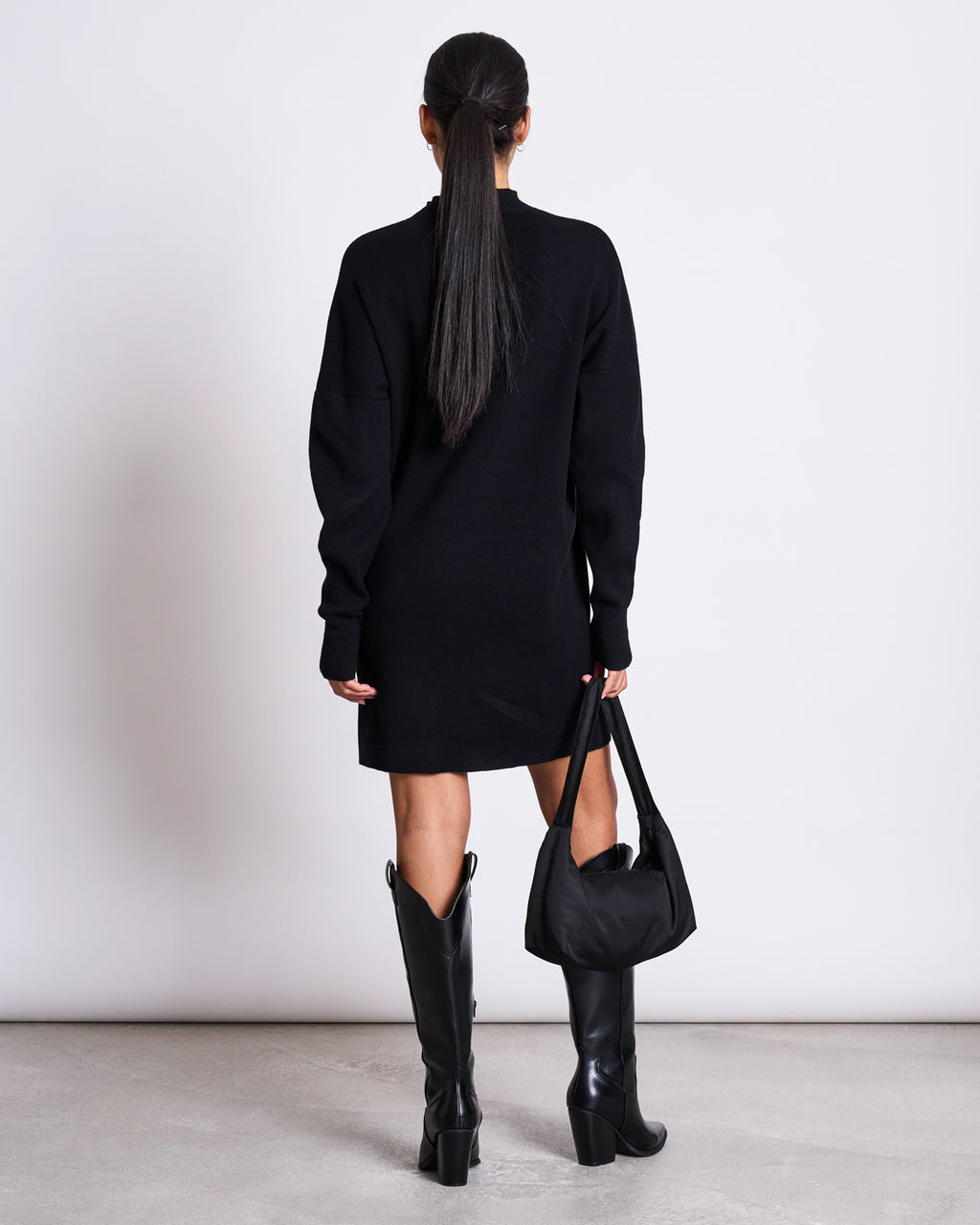 KNIT DRESS NUNA BLACK GOTS