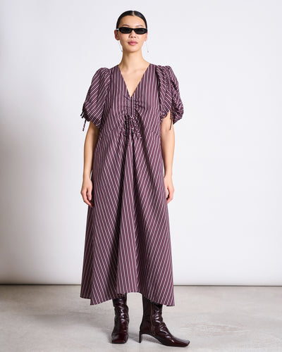 RUFFLED V-NECK TOP TALARA WOODY OLIVE