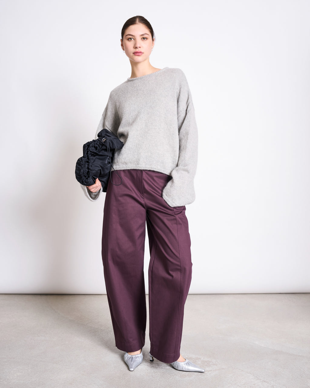 ORGANIC COTTON BARREL PANTS YAURI CHERRY LACQUER