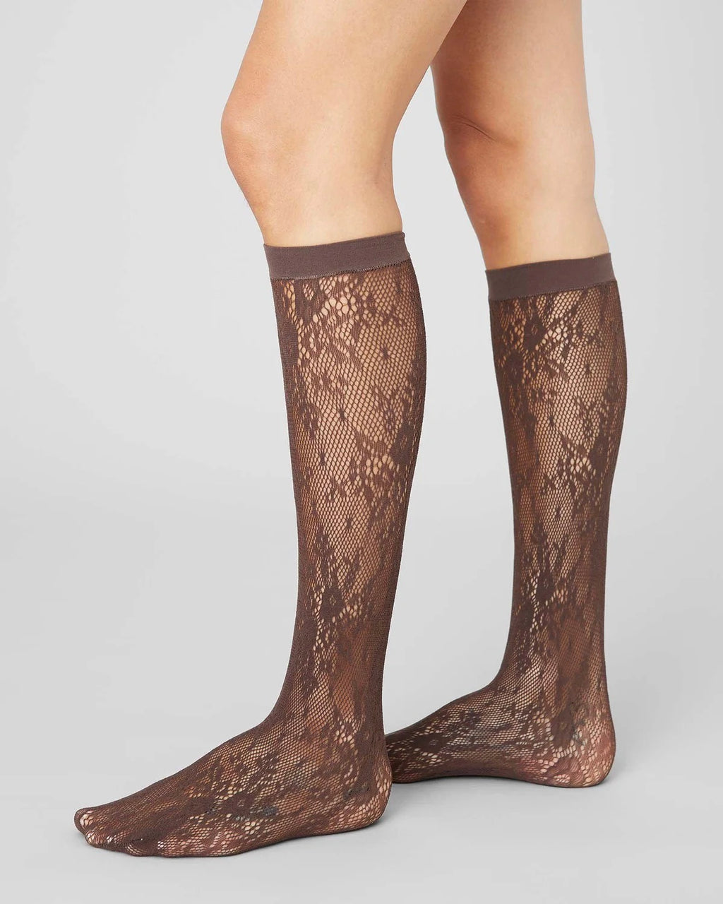 SWEDISH STOCKINGS ROSA LACE KNEE-HIGHS DARK BROWN