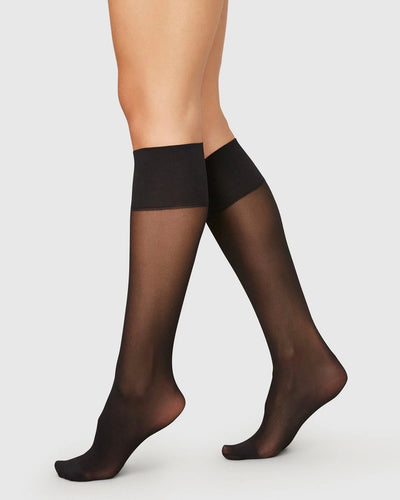SWEDISH STOCKINGS 2 PACK ELIN KNEE-HIGHS BLACK