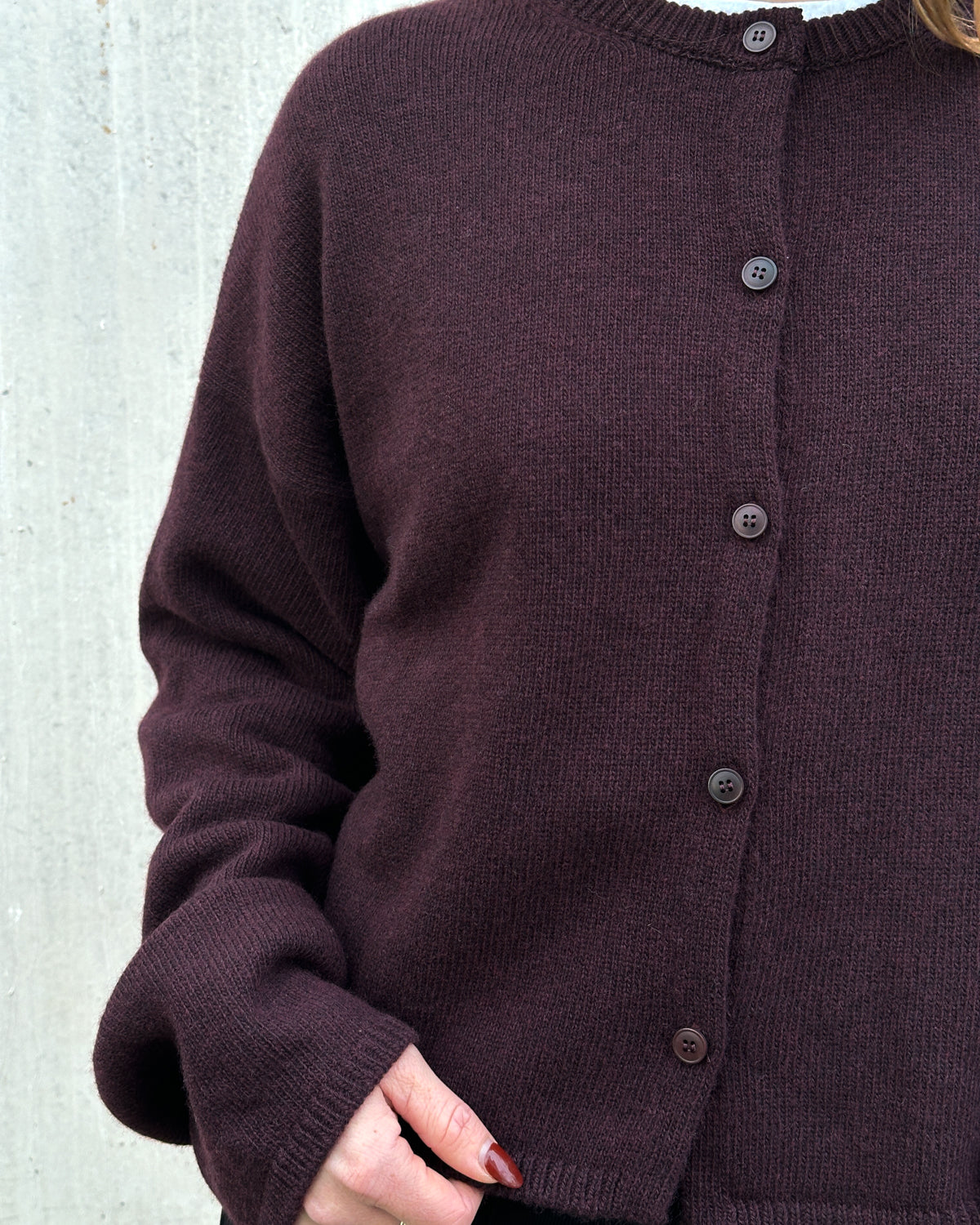 LIGHT CARDIGAN WOOLY ASAS CHERRY LACQUER GOTS