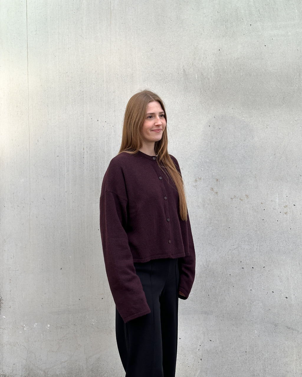 LIGHT CARDIGAN WOOLY ASAS CHERRY LACQUER GOTS